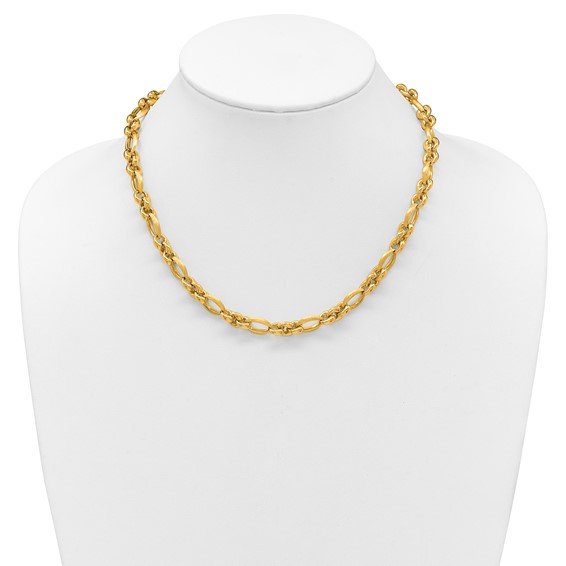 Herco 18K Polished and Brushed Fancy Navette Link 18 Inch Necklace