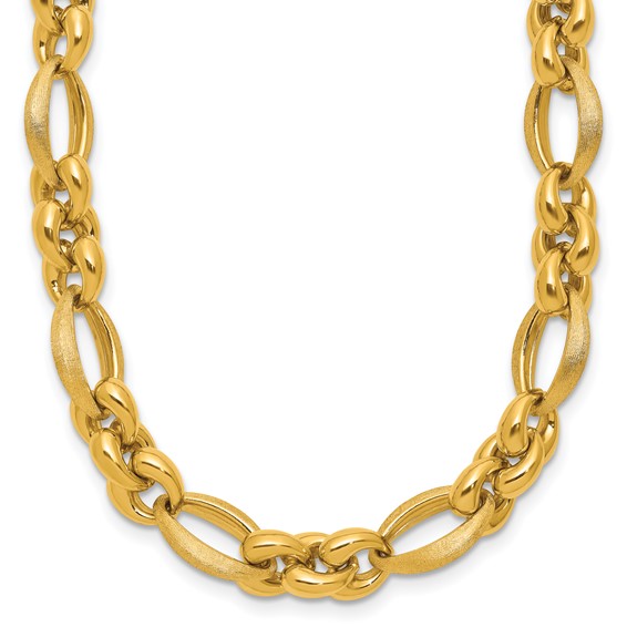 Herco 18K Polished and Brushed Fancy Navette Link 18 Inch Necklace