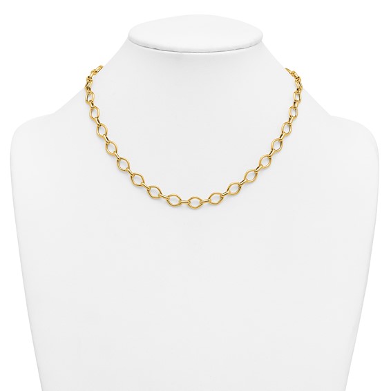Herco 18K Polished Geometric & Oval Link 18 Inch Necklace