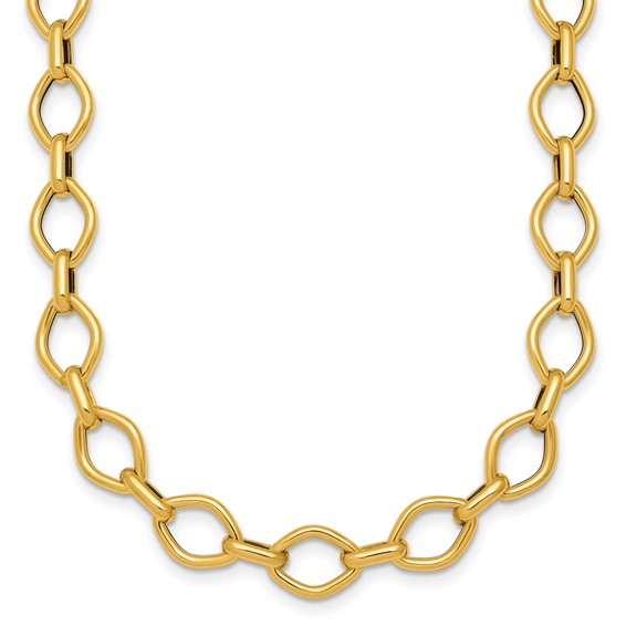 Herco 18K Polished Geometric & Oval Link 18 Inch Necklace