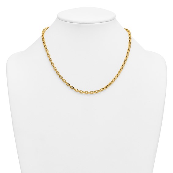 Herco 18K Polished Hexagon Oval Link 18 Inch Necklace