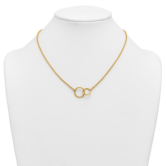 Herco 18K Polished Double RInchg 18 Inch Popcorn Mesh Necklace