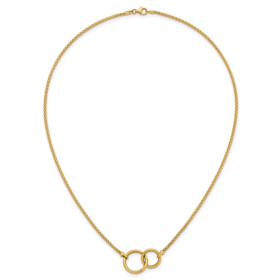 Herco 18K Polished Double RInchg 18 Inch Popcorn Mesh Necklace