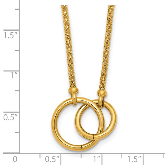 Herco 18K Polished Double RInchg 18 Inch Popcorn Mesh Necklace