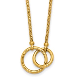 Herco 18K Polished Double RInchg 18 Inch Popcorn Mesh Necklace