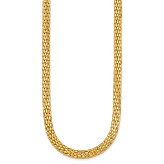 Herco 18K Polished 6.5mm Popcorn Mesh 18 Inch Necklace