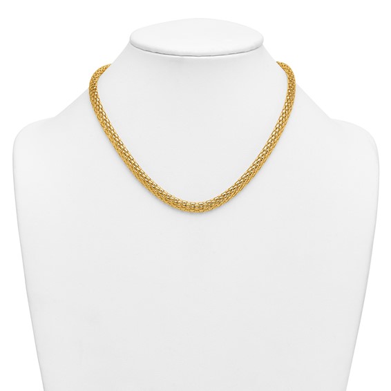 Herco 18K Polished 6.5mm Popcorn Mesh 18 Inch Necklace