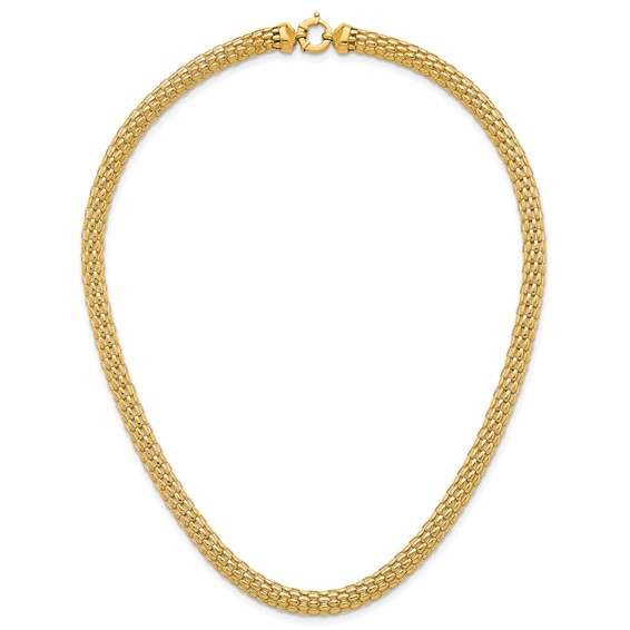 Herco 18K Polished 6.5mm Popcorn Mesh 18 Inch Necklace