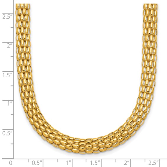 Herco 18K Polished 6.5mm Popcorn Mesh 18 Inch Necklace