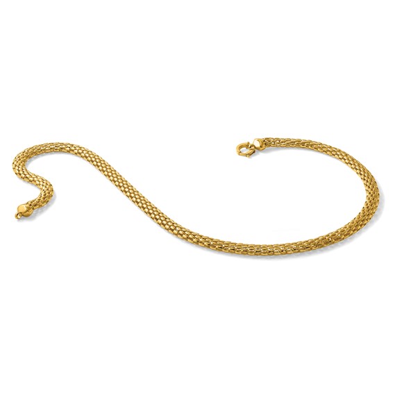 Herco 18K Polished 6.5mm Popcorn Mesh 18 Inch Necklace