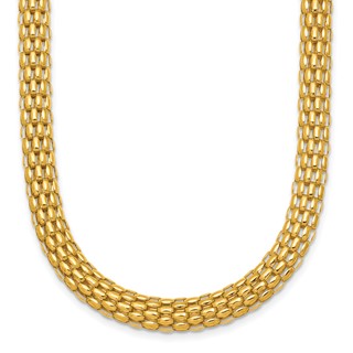 Herco 18K Polished 6.5mm Popcorn Mesh 18 Inch Necklace