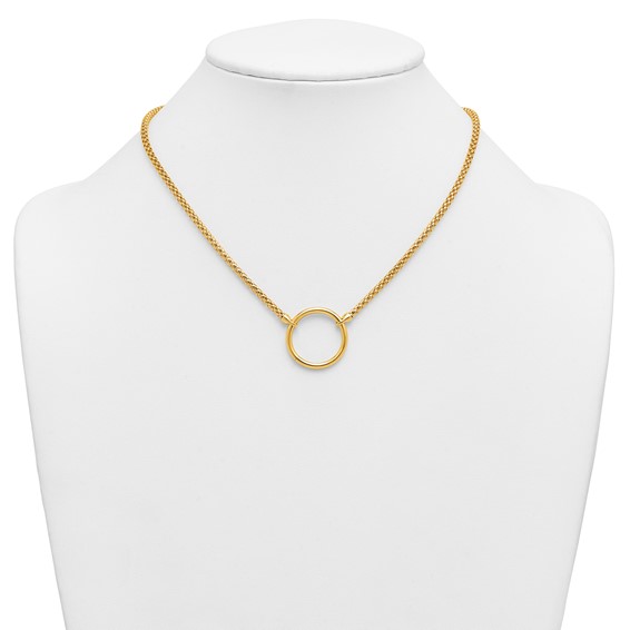 Herco 18K Polished Single Ring 17.75 Inch Popcorn Mesh Necklace