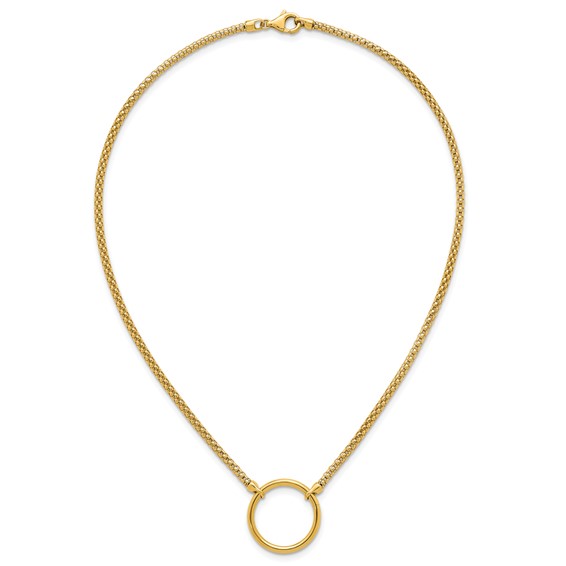Herco 18K Polished Single Ring 17.75 Inch Popcorn Mesh Necklace