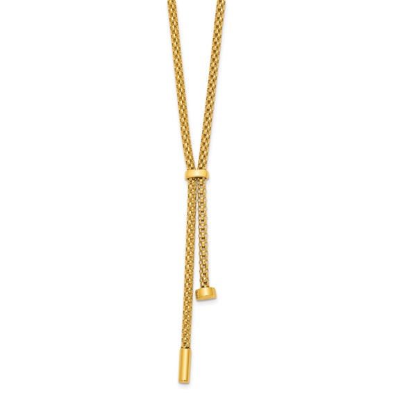 Herco 18K Polished Y-Drop 18 Inch Popcorn Mesh Necklace