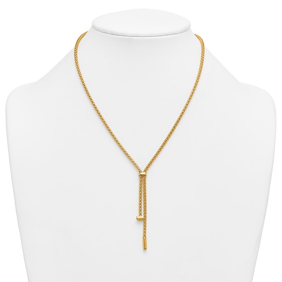 Herco 18K Polished Y-Drop 18 Inch Popcorn Mesh Necklace