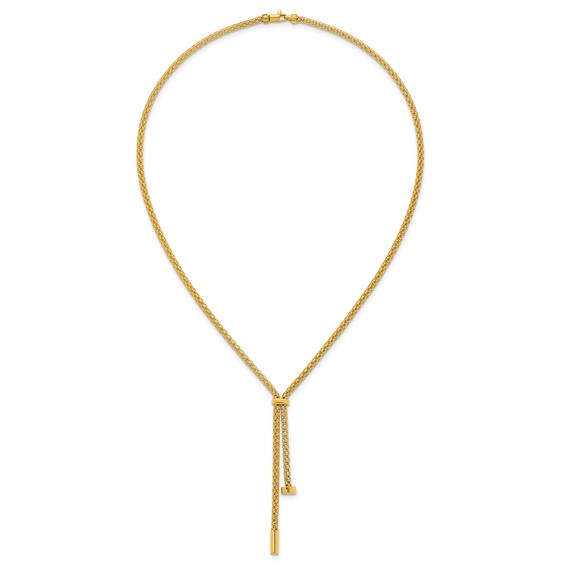 Herco 18K Polished Y-Drop 18 Inch Popcorn Mesh Necklace