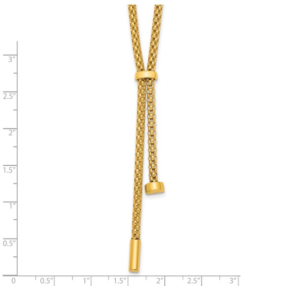 Herco 18K Polished Y-Drop 18 Inch Popcorn Mesh Necklace