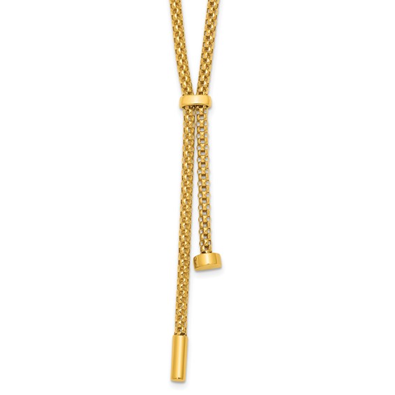 Herco 18K Polished Y-Drop 18 Inch Popcorn Mesh Necklace