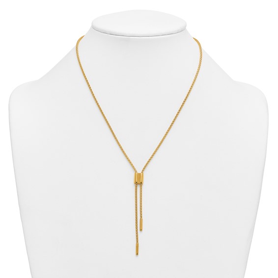 Herco 18K Polished Adjustable Y-Drop 18 Inch Popcorn Mesh Necklace