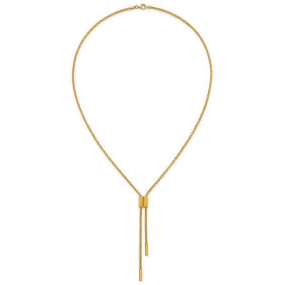 Herco 18K Polished Adjustable Y-Drop 18 Inch Popcorn Mesh Necklace