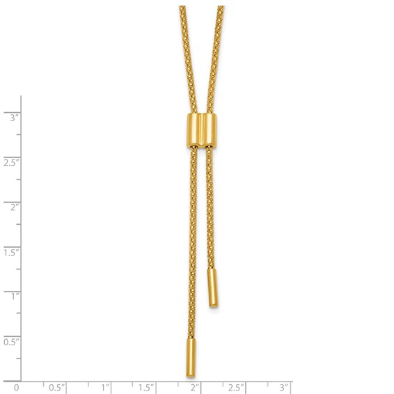 Herco 18K Polished Adjustable Y-Drop 18 Inch Popcorn Mesh Necklace