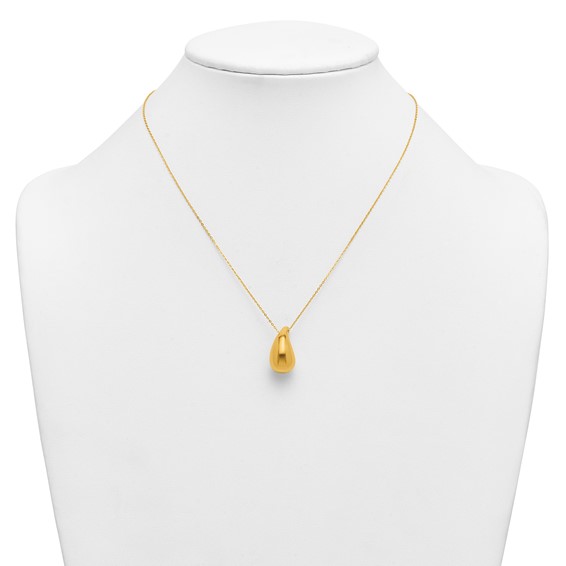 Herco 18K Polished Puffed Teardrop 18 Inch Necklace