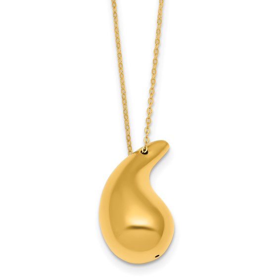 Herco 18K Polished Puffed Teardrop 18 Inch Necklace