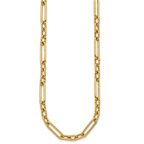 Herco 18K Polished and Textured Mixed Open Link 18 Inch Necklace