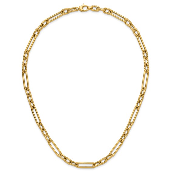 Herco 18K Polished and Textured Mixed Open Link 18 Inch Necklace