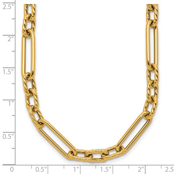 Herco 18K Polished and Textured Mixed Open Link 18 Inch Necklace