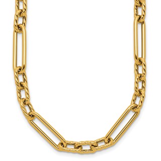 Herco 18K Polished and Textured Mixed Open Link 18 Inch Necklace