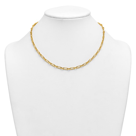 Herco 18K Polished Fancy Oval Link 17.5 Inch Necklace