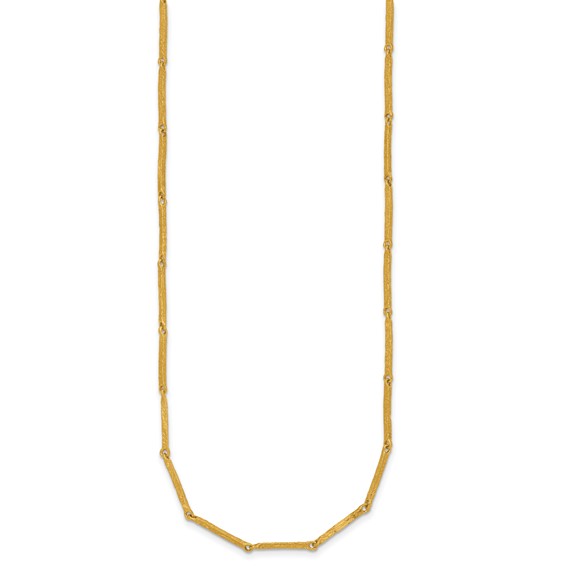 Herco 18K Handmade Solid Textured Bar Link 14 Inch with 2 Inch and 2 Inch Extension Necklace