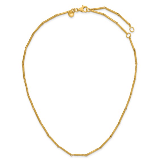 Herco 18K Handmade Solid Textured Bar Link 14 Inch with 2 Inch and 2 Inch Extension Necklace