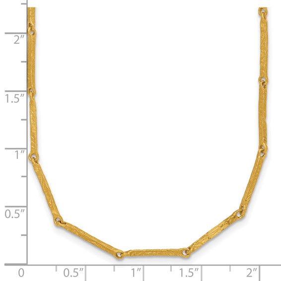 Herco 18K Handmade Solid Textured Bar Link 14 Inch with 2 Inch and 2 Inch Extension Necklace