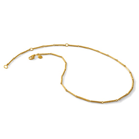 Herco 18K Handmade Solid Textured Bar Link 14 Inch with 2 Inch and 2 Inch Extension Necklace