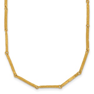 Herco 18K Handmade Solid Textured Bar Link 14 Inch with 2 Inch and 2 Inch Extension Necklace