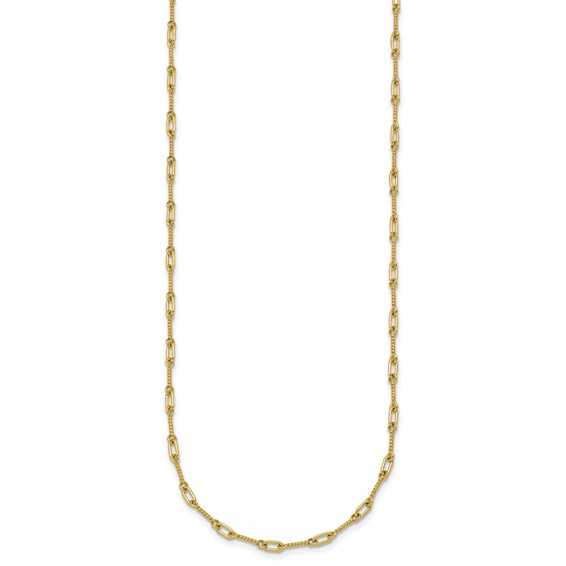 Herco 18K Polished Solid Twisted Bar Link 16 Inch with 2 Inch Extension Chain Necklace