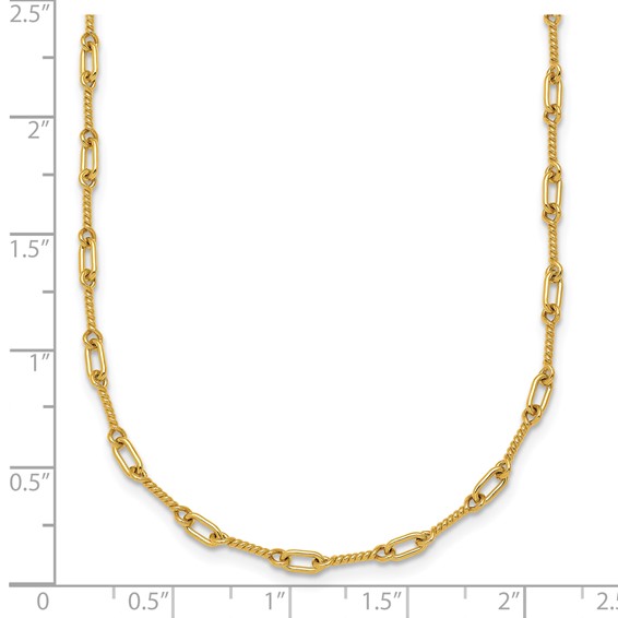 Herco 18K Polished Solid Twisted Bar Link 16 Inch with 2 Inch Extension Chain Necklace