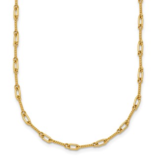 Herco 18K Polished Solid Twisted Bar Link 16 Inch with 2 Inch Extension Chain Necklace