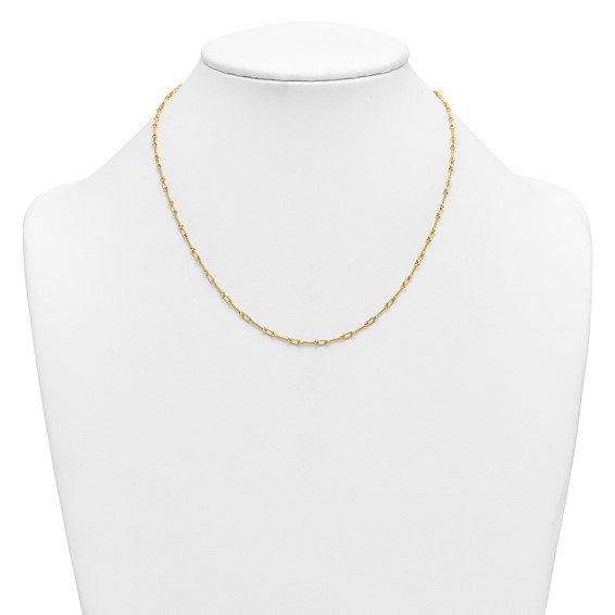 Herco 18K Polished Solid Twisted Bar Link 16 Inch with 2 Inch Extension Chain Necklace