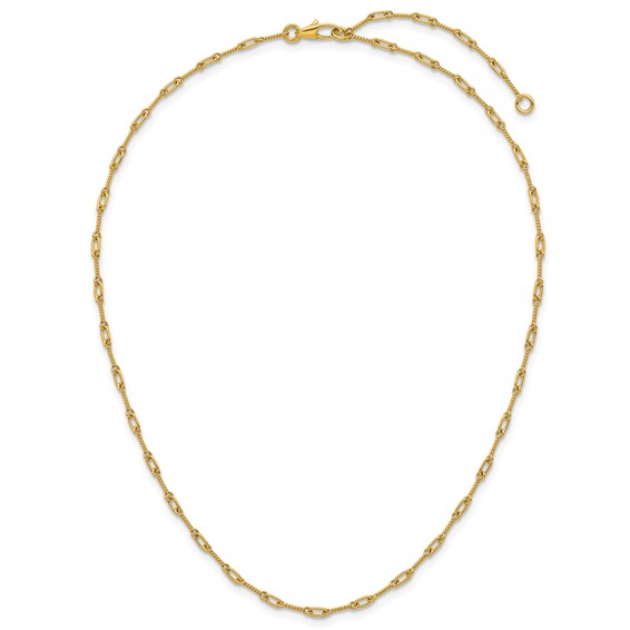 Herco 18K Polished Solid Twisted Bar Link 16 Inch with 2 Inch Extension Chain Necklace