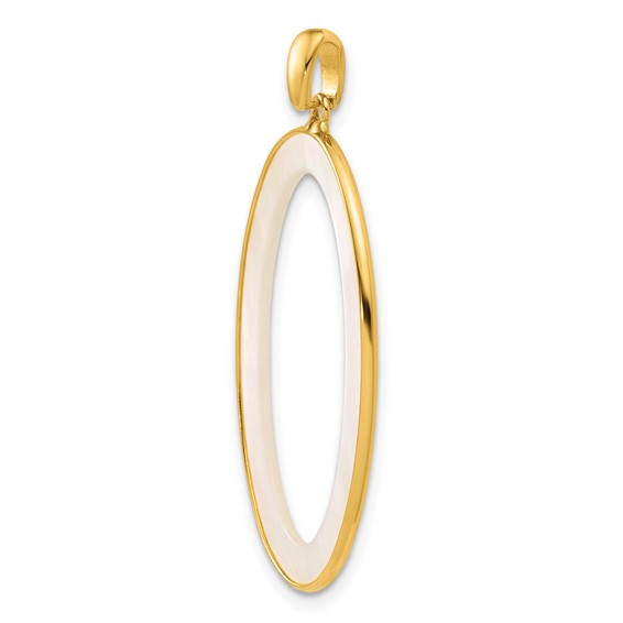 Herco 18K Polished Mother of Pearl Open Oval Pendant
