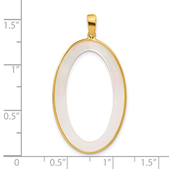 Herco 18K Polished Mother of Pearl Open Oval Pendant