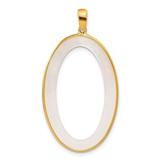 Herco 18K Polished Mother of Pearl Open Oval Pendant