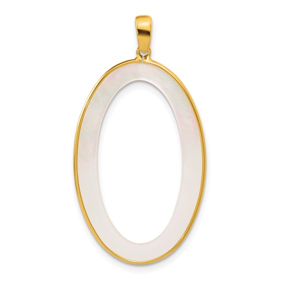 Herco 18K Polished Mother of Pearl Open Oval Pendant