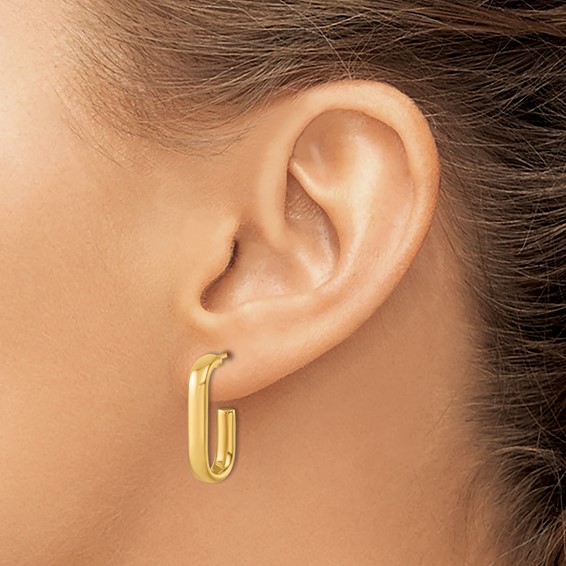 Herco 18K Polished J-Hoop Post Earrings