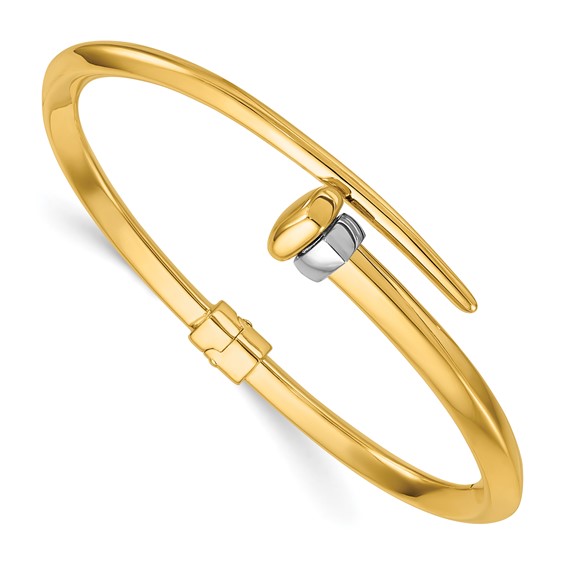 Herco 18K Two-tone Polished Bypass Hinged Bangle