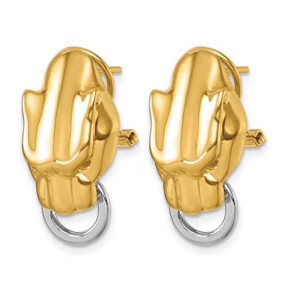 Herco 18K Two-Tone Polished Panther Head Omega Back Earrings