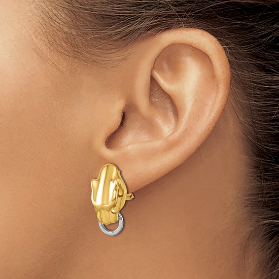 Herco 18K Two-Tone Polished Panther Head Omega Back Earrings